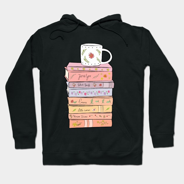 Pile Of Books With a Mug On It Hoodie by Lizzamour